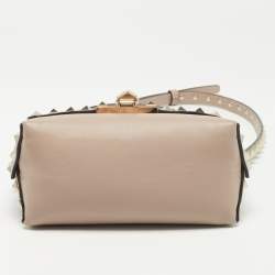 Pre Owned Valentino Beige Leather Mini Rockstud Shoulder Bag