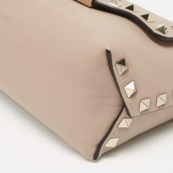 Pre Owned Valentino Beige Leather Mini Rockstud Shoulder Bag