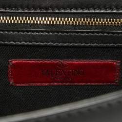 Pre Owned Valentino Black Leather Medium Rockstud Glam Lock Flap Bag