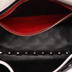 Pre Owned Valentino White Leather Medium Rockstud Spike VLTN Shoulder Bag