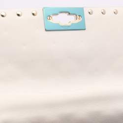Pre Owned Valentino White Leather Medium Rockstud Spike VLTN Shoulder Bag
