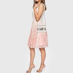 Pre Owned Valentino White Leather Medium Rockstud Spike VLTN Shoulder Bag