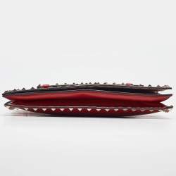 Valentino Red Leather Rockstud Flap Wristlet Clutch