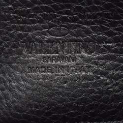 Pre Owned Valentino Black Leather Rockstud Flap Crossbody Bag