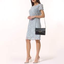 Pre Owned Valentino Black Leather Rockstud Flap Crossbody Bag