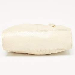 Valentino Cream Snakeskin Flower Appliqué Clutch Bag