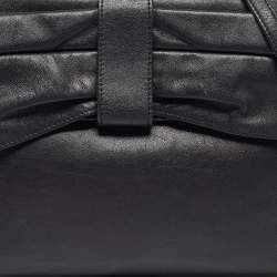 Pre Owned Valentino Black Leather Bow Top Handle Bag