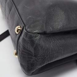 Pre Owned Valentino Black Leather Bow Top Handle Bag
