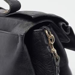 Pre Owned Valentino Black Leather Bow Top Handle Bag