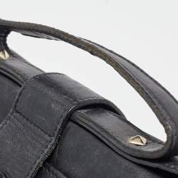 Pre Owned Valentino Black Leather Bow Top Handle Bag