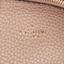 Pre Owned Valentino Dusty Pink Leather Rockstud Zip Around Wallet