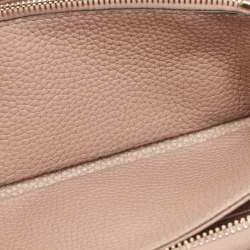 Pre Owned Valentino Dusty Pink Leather Rockstud Zip Around Wallet