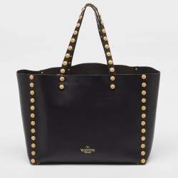 Pre Owned Valentino Black Leather Gryphon Zodiac Studded Tote