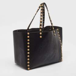 Pre Owned Valentino Black Leather Gryphon Zodiac Studded Tote