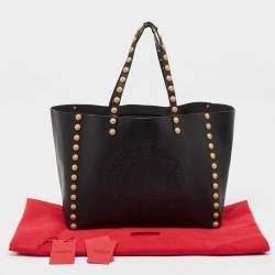 Pre Owned Valentino Black Leather Gryphon Zodiac Studded Tote
