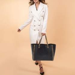 Pre Owned Valentino Black Leather Gryphon Zodiac Studded Tote