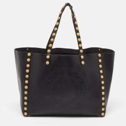 Pre Owned Valentino Black Leather Gryphon Zodiac Studded Tote