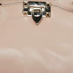 Pre Owned Valentino Pink Leather Medium Rockstud Trapeze Tote