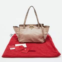 Pre Owned Valentino Pink Leather Medium Rockstud Trapeze Tote