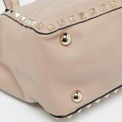 Pre Owned Valentino Pink Leather Medium Rockstud Trapeze Tote