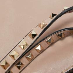 Pre Owned Valentino Pink Leather Medium Rockstud Trapeze Tote