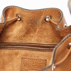 Pre Owned Valentino Brown Leather Rockstud Drawstring Bucket Crossbody Bag