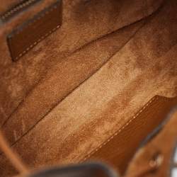 Pre Owned Valentino Brown Leather Rockstud Drawstring Bucket Crossbody Bag