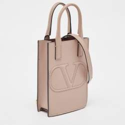 Pre Owned Valentino Beige Leather Mini VLogo Tote