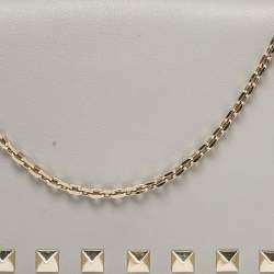 Pre Owned Valentino Ash Blue Leather Rockstud Chain Clutch