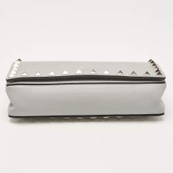 Pre Owned Valentino Ash Blue Leather Rockstud Chain Clutch
