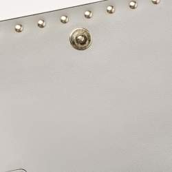 Pre Owned Valentino Ash Blue Leather Rockstud Chain Clutch