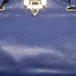 Pre Owned Valentino Blue Leather Small Rockstud Trapeze Tote