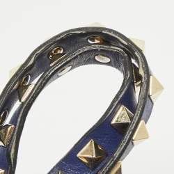 Pre Owned Valentino Blue Leather Small Rockstud Trapeze Tote