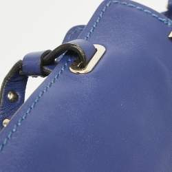 Pre Owned Valentino Blue Leather Small Rockstud Trapeze Tote