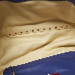 Pre Owned Valentino Blue Leather Small Rockstud Trapeze Tote