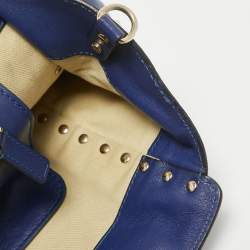 Pre Owned Valentino Blue Leather Small Rockstud Trapeze Tote