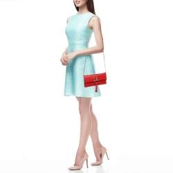 Pre Owned Valentino Red Leather VRing Shoulder Bag