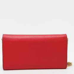 Pre Owned Valentino Red Leather VRing Shoulder Bag
