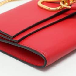 Pre Owned Valentino Red Leather VRing Shoulder Bag