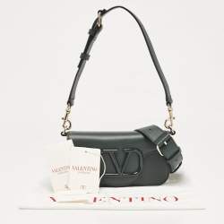 Valentino Dark Green Leather Small Loco Shoulder Bag