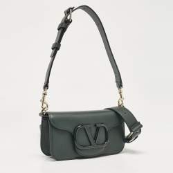 Valentino Dark Green Leather Small Loco Shoulder Bag