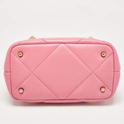Pre Owned Valentino Pink Quilted Leather Small Roman Stud Top Handle Bag