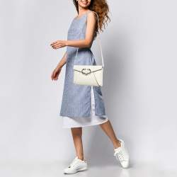 Pre Owned Valentino Off White Leather V Rivet Clutch Bag