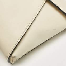Pre Owned Valentino Off White Leather V Rivet Clutch Bag