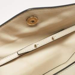 Pre Owned Valentino Off White Leather V Rivet Clutch Bag