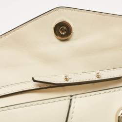 Pre Owned Valentino Off White Leather V Rivet Clutch Bag