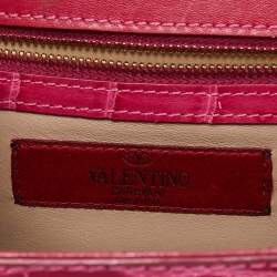 Valentino Pink Crocodile Small Glam Lock Shoulder Bag