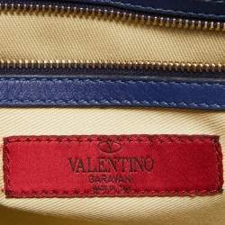 Valentino Blue Leather Rockstud Trapeze Tote