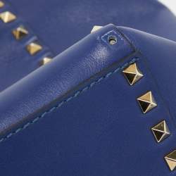 Valentino Blue Leather Rockstud Trapeze Tote