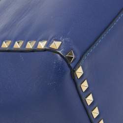 Valentino Blue Leather Rockstud Trapeze Tote